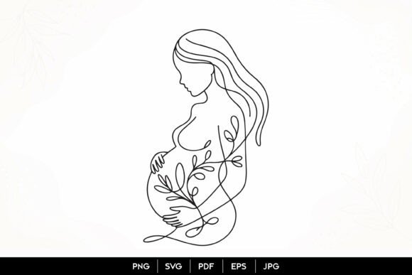 Evaluating Pregnant Mother Line Art SVG for Embroidery