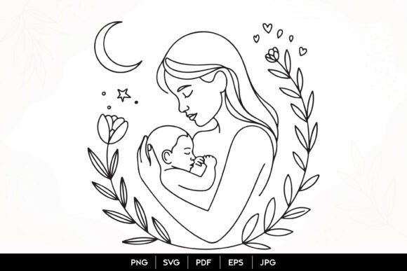Exploring Mother and Baby Love SVG Art
