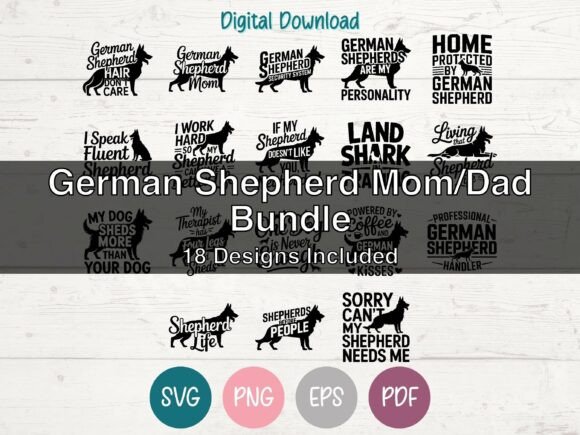 German Shepherd Mom Dad SVG Bundle