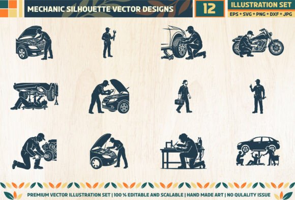 Mechanic Silhouette: A Versatile SVG Craft Pack