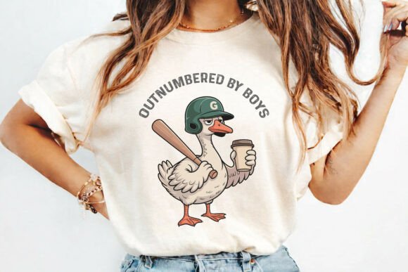 Outnumbered by Boys Mom Goose SVG, PNG